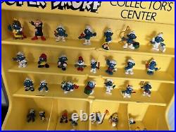 RARE! Vintage Collectors Center Store Display With Huge lot Of 42 Smurfs