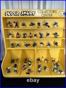 RARE! Vintage Collectors Center Store Display With Huge lot Of 42 Smurfs