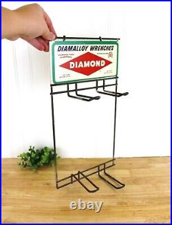 RARE Vintage DIAMOND TOOL Wrenches Store Display Rack Hooks Diamond Tools USA