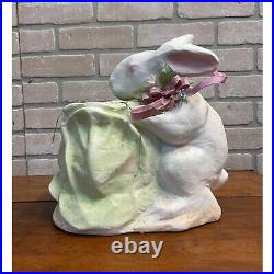 RARE Vintage Easter Bunny Store Display Paper Mache Pulp Candy Container Large 1