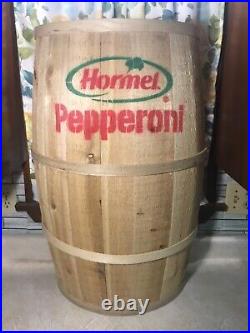 RARE Vintage HORMEL WOOD 1/2 BARREL STORE DISPLAY Advertising SALE SIGN LARGE