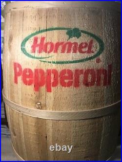 RARE Vintage HORMEL WOOD 1/2 BARREL STORE DISPLAY Advertising SALE SIGN LARGE