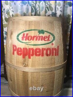 RARE Vintage HORMEL WOOD 1/2 BARREL STORE DISPLAY Advertising SALE SIGN LARGE