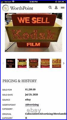 RARE Vintage Lighted Kodak Camera Film Store Display Sign 16 Fiber Optic Effect
