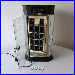 RARE Zippo Lighted Rotating Countertop Store Display Case Cabinet withKey