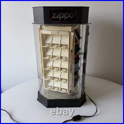 RARE Zippo Lighted Rotating Countertop Store Display Case Cabinet withKey