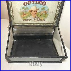 RARE antique 1914 glass brass Bayuk Bros cigar store humidor counter display box