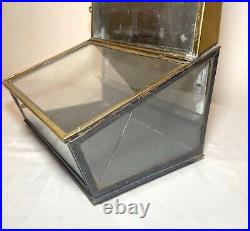 RARE antique 1914 glass brass Bayuk Bros cigar store humidor counter display box