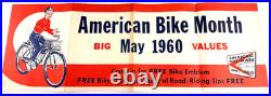RARE vtg 1960 Schwinn American Bike Month advertising store display banner sign