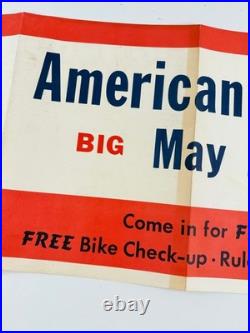 RARE vtg 1960 Schwinn American Bike Month advertising store display banner sign RARE vtg 1960 Schwinn American Bike Month advertising store display banner sign