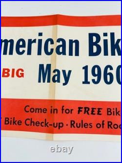RARE vtg 1960 Schwinn American Bike Month advertising store display banner sign