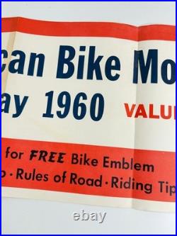 RARE vtg 1960 Schwinn American Bike Month advertising store display banner sign