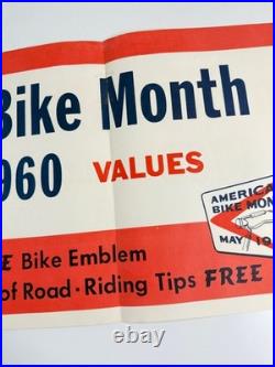 RARE vtg 1960 Schwinn American Bike Month advertising store display banner sign