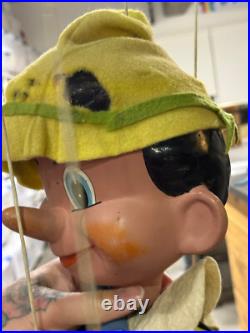 RARE vtg Pelham Marionette Puppet Walt Disney Pinocchio STORE DISPLAY toy SIGN