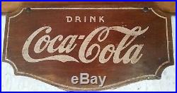 Rare 1920s-1930s Wood Coca-Cola Sign Ye who enter. Kay Store Display 39x11