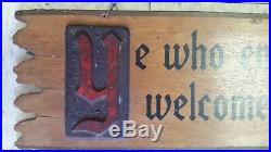 Rare 1920s-1930s Wood Coca-Cola Sign Ye who enter. Kay Store Display 39x11