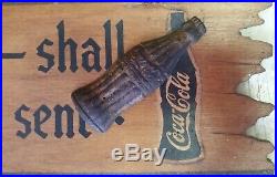 Rare 1920s-1930s Wood Coca-Cola Sign Ye who enter. Kay Store Display 39x11