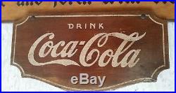 Rare 1920s-1930s Wood Coca-Cola Sign Ye who enter. Kay Store Display 39x11