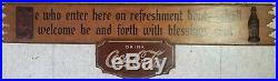 Rare 1920s-1930s Wood Coca-Cola Sign Ye who enter. Kay Store Display 39x11