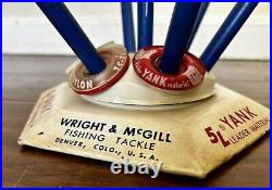 Rare 1938 Wright & Mcgill 5l Yank Fishing Tackle Porcelain Tin Store Display