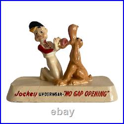 Rare 1941 Chalkware Store Display Jockey Underwear No Gap Opening. Vg+