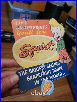 Rare 1943 Squirt soda Grapefruit Drink Store Display Advertisement Sign 15C3