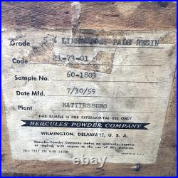 Rare 1959 Hercules Powder Co Naval Stores Resin Sample Wood Crate Hattiesburg
