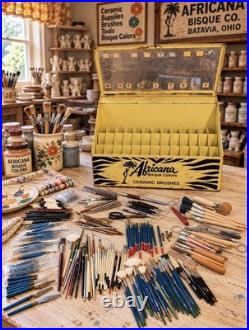 Rare 1970's Ohio Africana Bisque Colors Art Brush Store Display Cabinet 175 Pcs Rare 1970's Ohio Africana Bisque Colors Art Brush Store Display Cabinet 175 Pcs