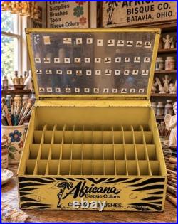 Rare 1970's Ohio Africana Bisque Colors Art Brush Store Display Cabinet 175 Pcs