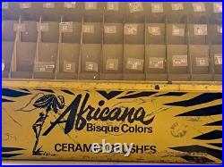 Rare 1970's Ohio Africana Bisque Colors Art Brush Store Display Cabinet 175 Pcs