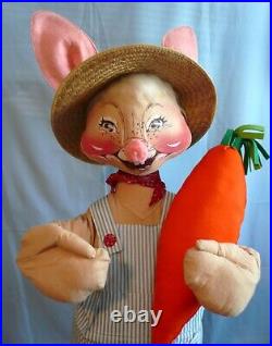 Rare 1981 Store Display 4'tall 48 Annalee Country Boy Bunny With Carrot D-60