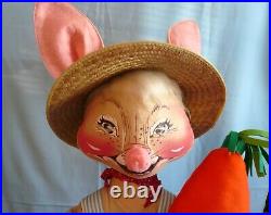 Rare 1981 Store Display 4'tall 48 Annalee Country Boy Bunny With Carrot D-60