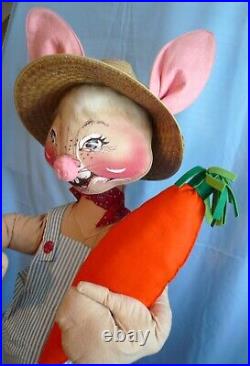 Rare 1981 Store Display 4'tall 48 Annalee Country Boy Bunny With Carrot D-60