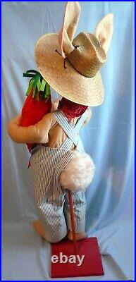 Rare 1981 Store Display 4'tall 48 Annalee Country Boy Bunny With Carrot D-60