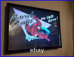 Rare 1990 MARVEL Comics Light Up Comic Book Shop Display Sign (New Lights)