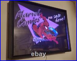 Rare 1990 MARVEL Comics Light Up Comic Book Shop Display Sign (New Lights)