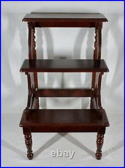 Rare 19th Century Wooden Mahogany Library Step Ladder 32 Tall New Store Display