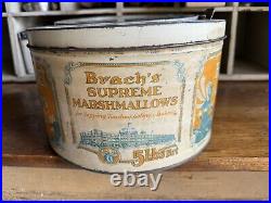 Rare 5-lb Batch's Marshmallows Tin Country Store Display withglass lid Starlight