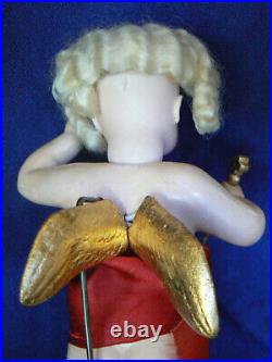 Rare 9 Kestner Christmas Angel Flying Store Display Closed Mouth 24 K Gold Leaf