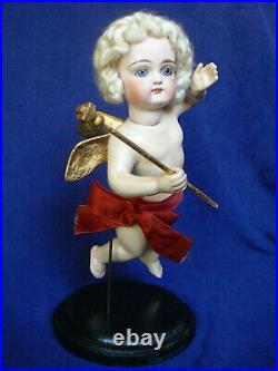 Rare 9 Kestner Christmas Angel Flying Store Display Closed Mouth 24 K Gold Leaf