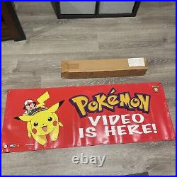 Rare 90's Authentic Pokémon Nintendo Video Promo Store Display Banner 48x 18