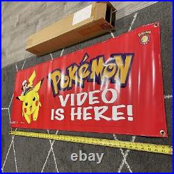 Rare 90's Authentic Pokémon Nintendo Video Promo Store Display Banner 48x 18