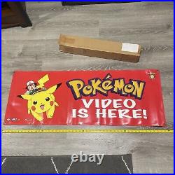 Rare 90's Authentic Pokémon Nintendo Video Promo Store Display Banner 48x 18