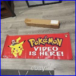 Rare 90's Authentic Pokémon Nintendo Video Promo Store Display Banner 48x 18