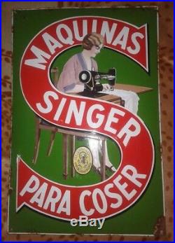 Rare Ancienne Plaque émaillée Singer -1935
