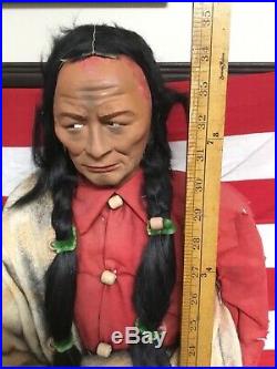 Rare Antigue Skookum Indian Chief Huge Store Display Figure 35 Inches Tall WOW