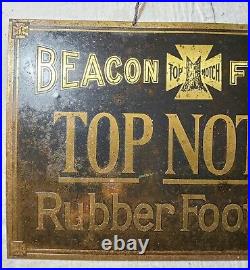 Rare Antique Beacon Falls Top Notch Rubber Footwear All Brass Store Display Sign