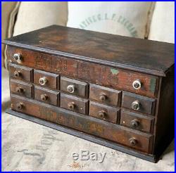 Rare Antique Country Store Display Englishs Needles 12 Drawer Spool Cabinet