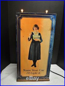 Rare Antique Edison Mazda Automobile Lamp Light Display Cabinet Case 1920-1925