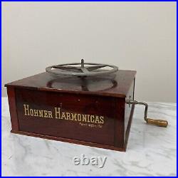 Rare Antique Hohner Harmonicas Hand Crank Rotating Store Window Display Stand